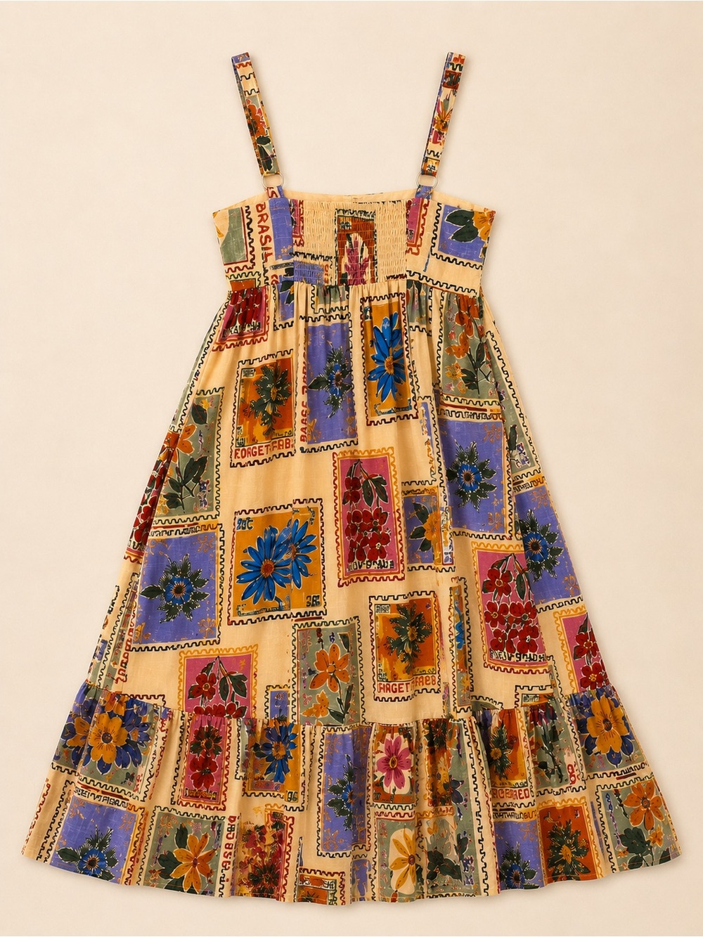 Paper Heart Anthropologie Linen Blend Floral Plant Stamped Maxi Dress Size S - Picture 10 of 17